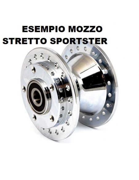 Raggi 16 lisci cromatii set 40 raggi + nipples con mozzo anteriore  Sportster e Dyna e cerchio da 16 NO Forty Eight