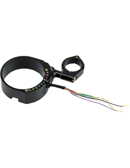 HD Speedometer Mount with BLACK Warning Lights For 2006 thru 2017 Dyna with 49mm forks