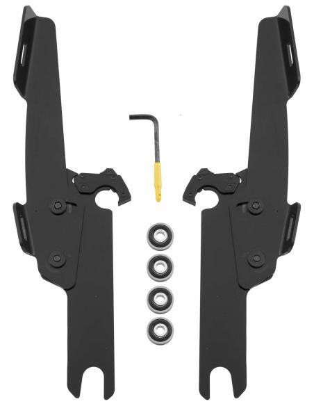 Black Quick Release Kit for memphis Fats/Slim Windshield for 1994 thru 2022 Touring Road King