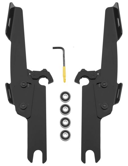 black quick release kit for windshield and batwing for Touring Road King FLHR from 1994 to 2023