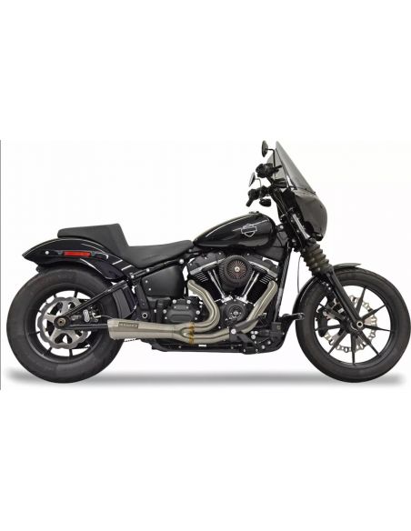 Scarico 2 in 1 Bassani Road Rage 2 Ripper Short satinato per Softail dal 2018 al 2024