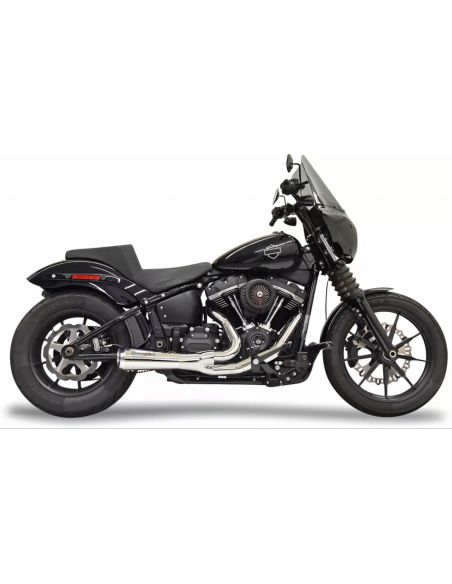 Scarico 2 in 1 Bassani Road Rage 2 Ripper Short cromato per Softail dal 2018 al 2024