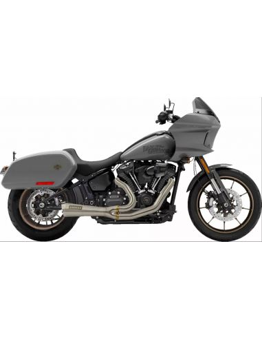 Scarico 2 in 1 Bassani Road Rage 2 Ripper Short satinato per Softail dal 2018 al 2024