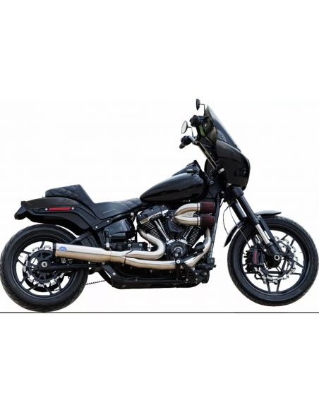 Scarico 2 in 1 Bassani Quakifier Race satinato per Softail dal 2018 al 2024